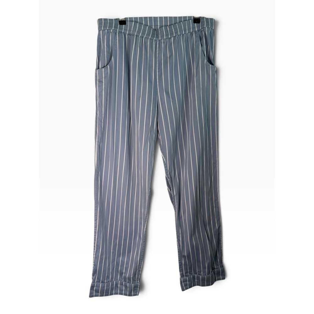 LAKE Pajamas Blue White Striped Cotton Pajama Pants Womens Medium Comfort Lounge